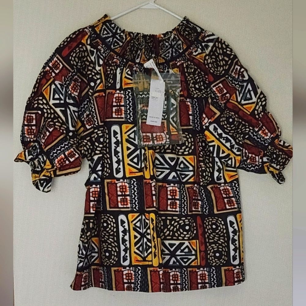 Look At Me Citi Trends Women's Plus Size Geometric Shapes & Colors Tunic Top.